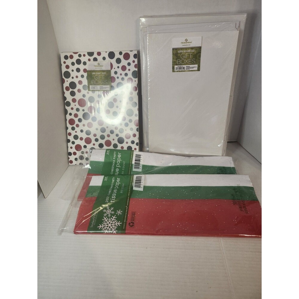 Lot Of 4 Christmas Boxes And Paper